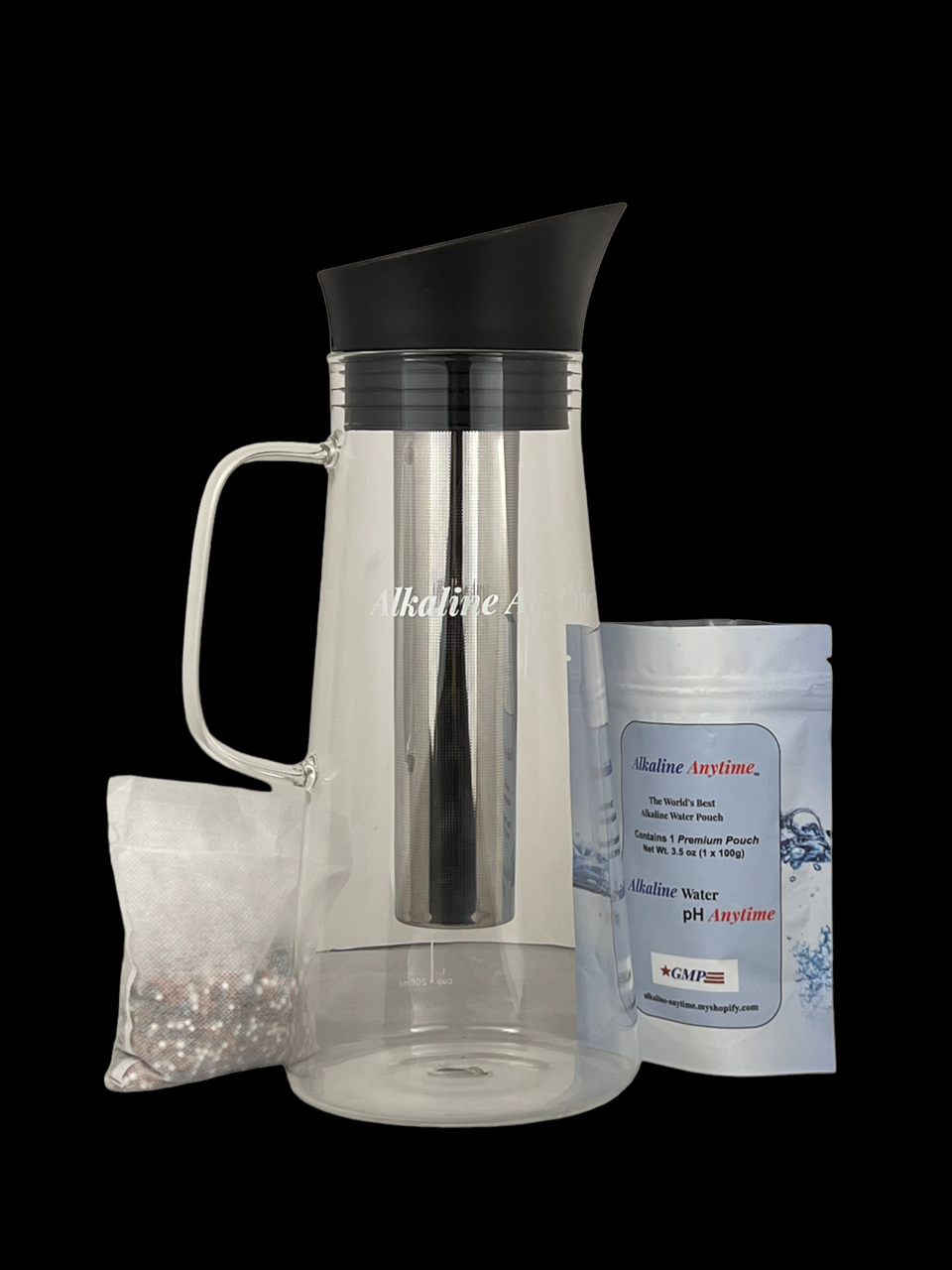 Alkaline Water Filter Pitcher with Infuser, Glass Pitcher with Lid 1.5L | 9.5 pH Alkaline Filters | Tea Pitcher | Borosilicate Glass | Infuser Pitcher